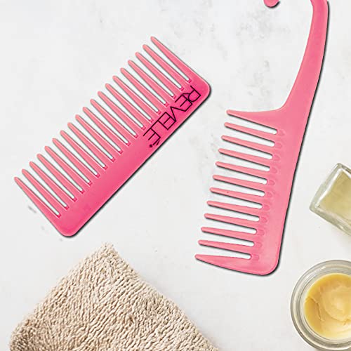 סט רוולה 2 חלקים של מסרקי מקלחת מתנתקים עם ווים | מסרק מקלחת שיניים רחב המיועד לכל סוגי השיער | שימוש לשיער רטוב ויבש